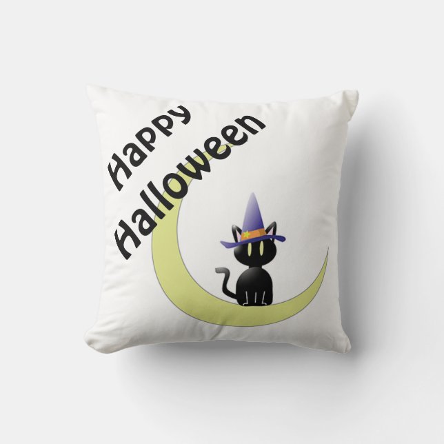 Halloween Polyester Dekorativ kudde/Black Cat Kudde (Framsida)