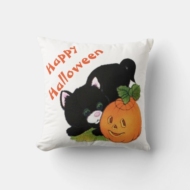 Halloween Polyester Dekorativ kudde/Black Cat Kudde (Framsida)