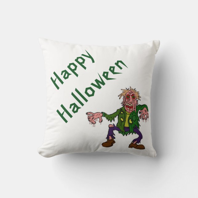 Halloween Polyester Dekorativ kudde/Grönt Monster Kudde (Framsida)