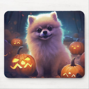 Halloween Pomeranian Med Pumpa Skräck Musmatta