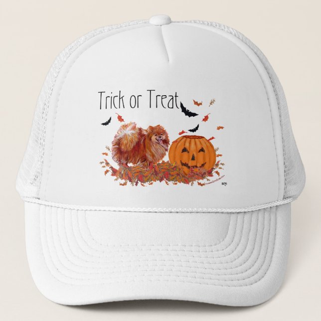 Halloween Pomeranian Truckerkeps (Framsida)