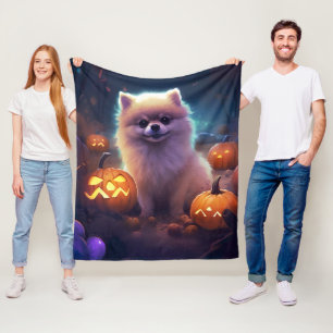 Halloween Pommern med pumpor Scary Fleecefilt