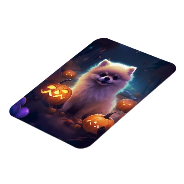 Halloween Pommern med pumpor Scary Magnet (Vänstra Sidan)