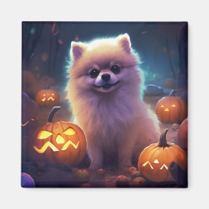 Halloween Pommern med pumpor Scary Magnet
