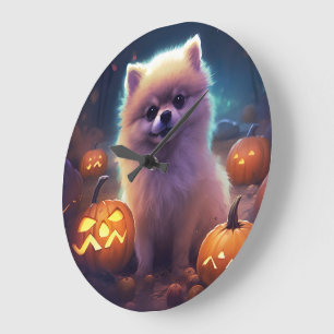 Halloween Pommern med pumpor Scary Stor Klocka