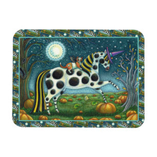 HALLOWEEN PONY & FLADDERMUS CAT Fantasy Horse Magnet