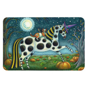 HALLOWEEN PONY & FLADDERMUS CAT Fantasy Horse Magnet