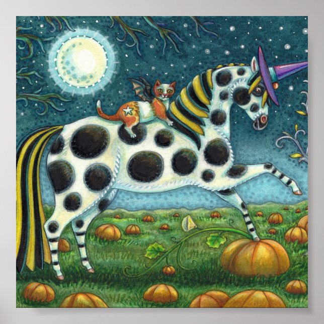 HALLOWEEN PONY & FLADDERMUS CAT Fantasy Horse Poster (Framsidan)