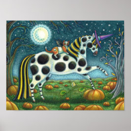 HALLOWEEN PONY & FLADDERMUS CAT Fantasy Horse Poster
