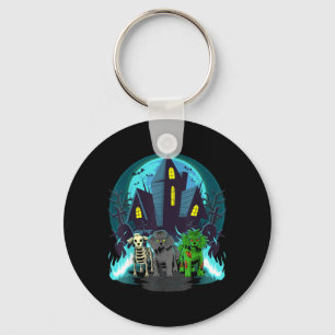 Halloween Poodles Zombie Skelett Svart Pudel Hund Nyckelring