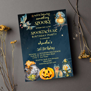 Halloween-pooki-födelsedagsfest Inbjudningar