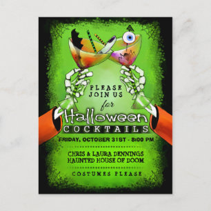 Halloween-pooky Cocktails Postcard-inbjudan Inbjudan Vykort