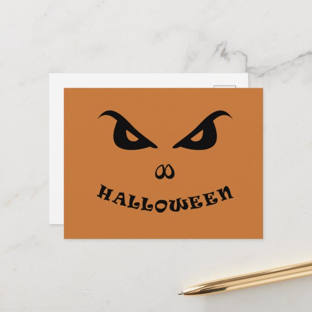 Halloween pooky skrämmande ansikte helg vykort (Fram/Back In Situ)