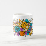 Halloween pop art candy mug, colorful comic style  kaffemugg<br><div class="desc">This fun Halloween mug features a vibrant pop art illustration with colorful candies, jack o lantern sweets, lollipops, and comic style starbursts. Perfect for adding a playful spooky vibe to your morning coffee or tea. A great gift for Halloween lovers, candy fans, and anyone who enjoys retro comic style designs....</div>