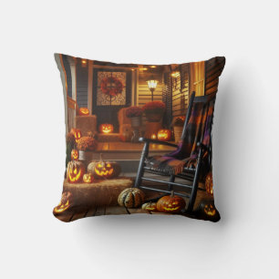 Halloween Porch & Black Rocker Kudde