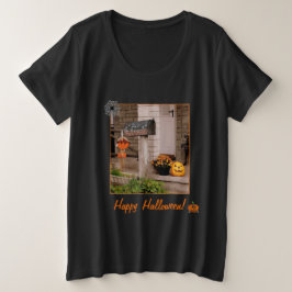 "Halloween Porch" Dam Plus-storlek T-shirt