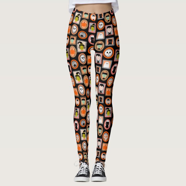 Halloween Porträtt Cute illustrerad Leggings (Framsida)