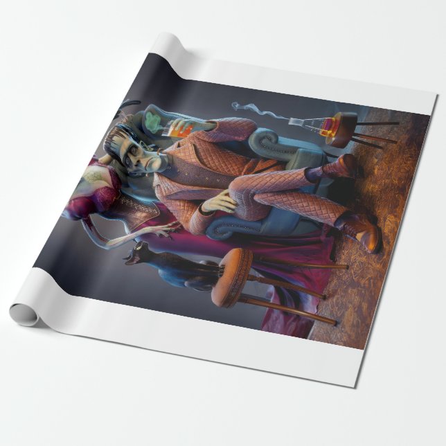 Halloween Porträtt, en monster och hans brider Presentpapper (Utrullad)