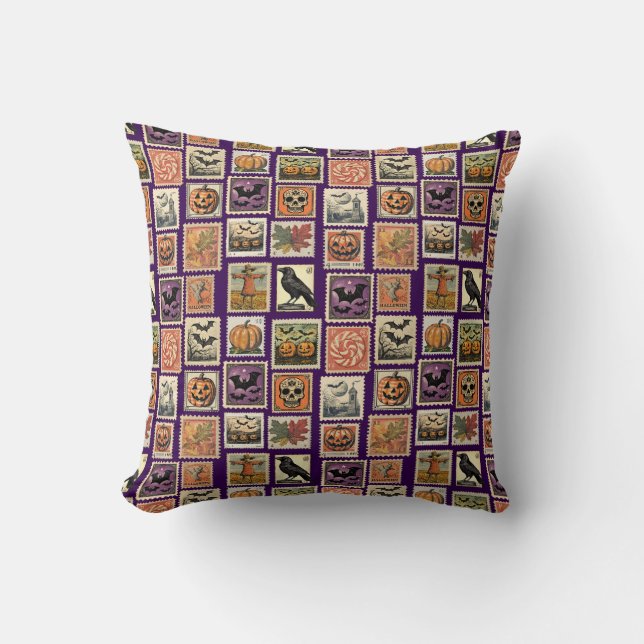 Halloween Postage-Frimärke Mönster Pillowcase Kudde (Framsida)