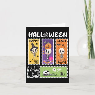 Halloween Postage Frimärke Retro Skeleton Hallowee Kort