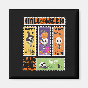 Halloween Postage Frimärke Retro Skeleton Hallowee Magnet
