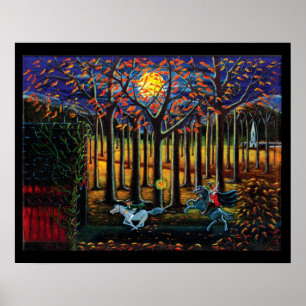 Halloween,poster,huvudlös,horseman,skog Poster