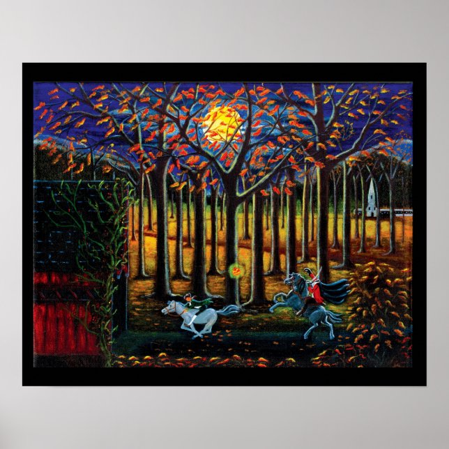 Halloween,poster,huvudlös,horseman,skog Poster (Framsidan)