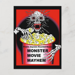 Halloween Poster Skeleton Eating Popcorn Vykort