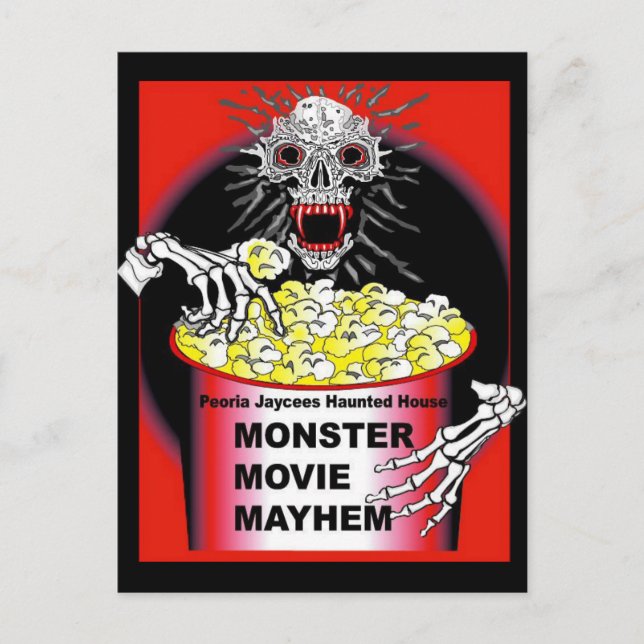 Halloween Poster Skeleton Eating Popcorn Vykort (Framsida)