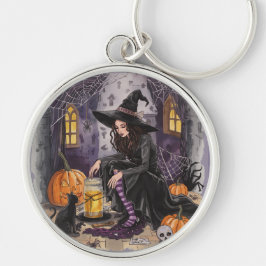 Halloween, Potion-fest på det spökiga huset  Rund Silverfärgad Nyckelring
