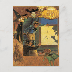 Halloween Pranksters Vintage vykort