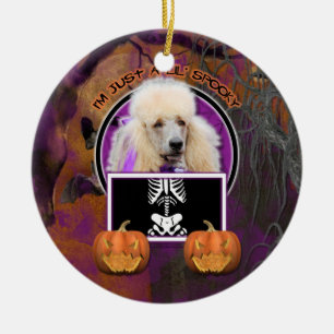 Halloween - precis en spöklika Lil - pudel - Julgransprydnad Keramik