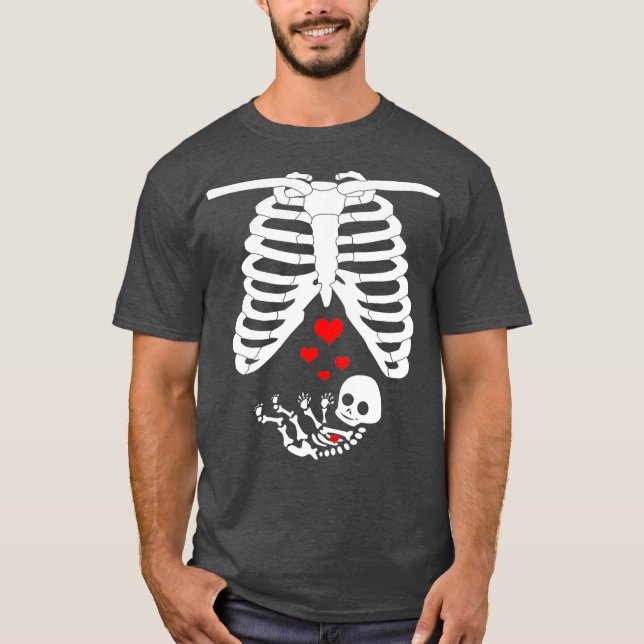 Halloween Pregnancy Cute Baby Skeleton Costume T Shirt (Framsida)