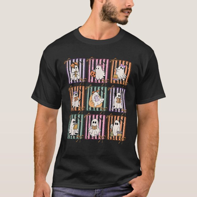 Halloween Preppy Spooky Tea Ghost Trick eller Tea T Shirt (Framsida)