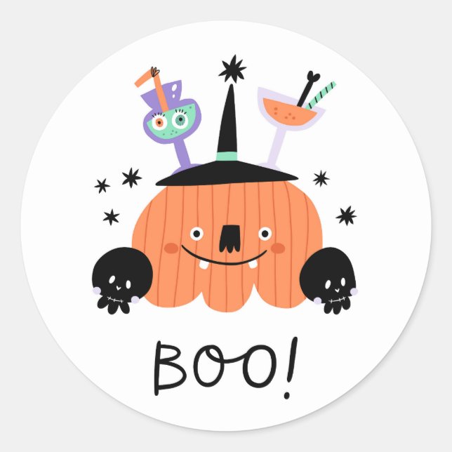 Halloween-present Runt Klistermärke (Framsida)