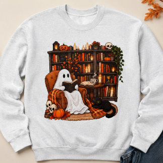 Halloween-present till spök-läsande bibliotekarie t shirt