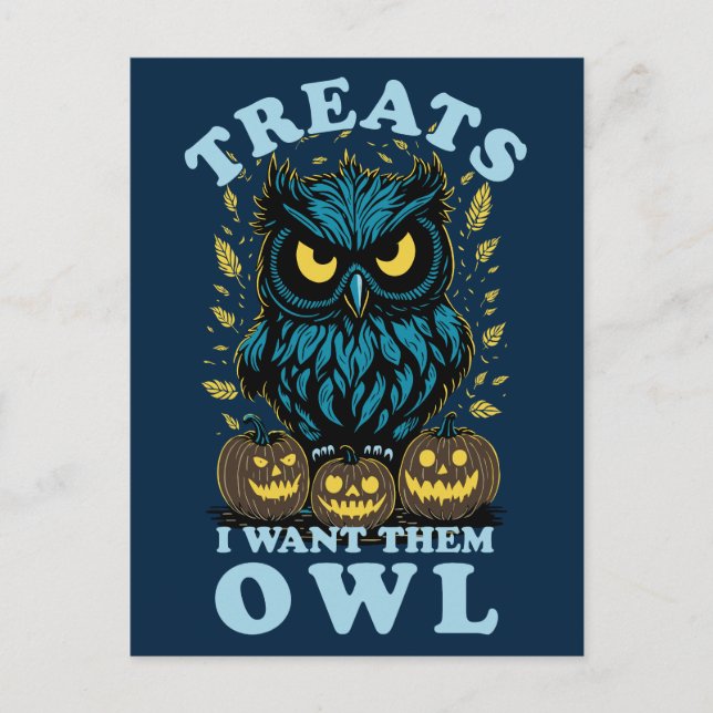 Halloween-presentar Jag Vill Ha Dem Ugglor | Hallo Vykort (Framsida)