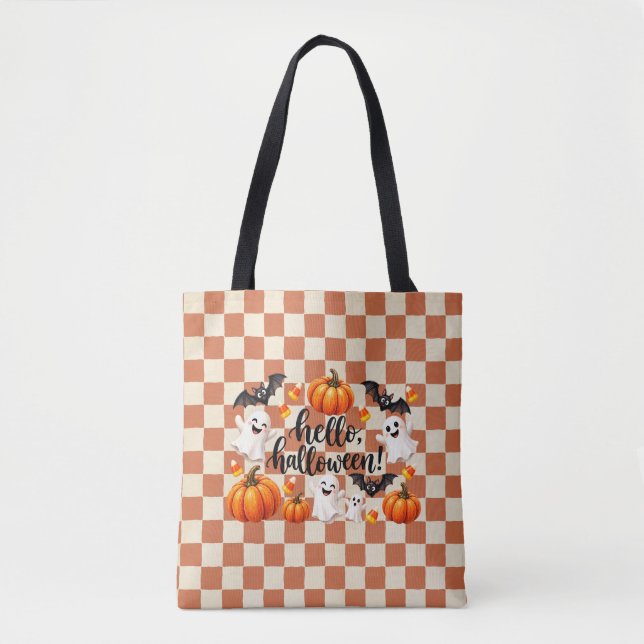 Halloween-presentduk med spöken och pumpor tygkasse (Framsida)