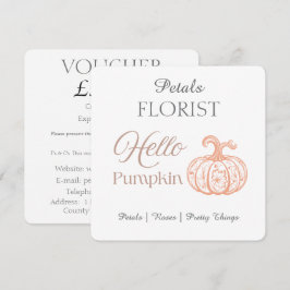 Halloween-presentkort för blomsterbutik med pumpa