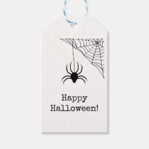Halloween presentkort, svart spindel, godis etiket presentetikett