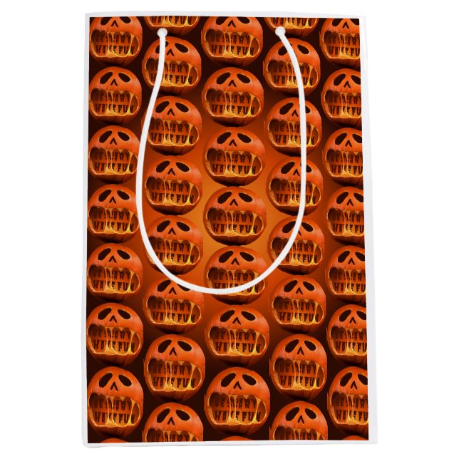 Halloween presentpåse med skrämmande pumpa  (Framsidan)