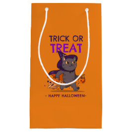 Halloween-presentsäck, svart katt med häxhatt