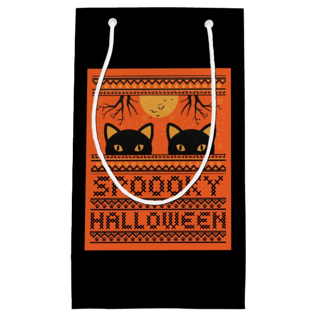 Halloween-presentsäck, svarta katter-orange-utskri (Framsidan)