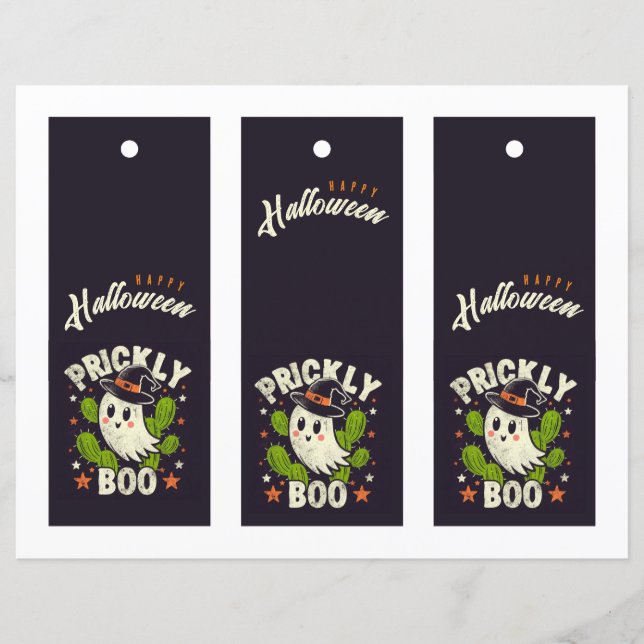 Halloween Prickly boo kaktus bokmärken (Framsida)