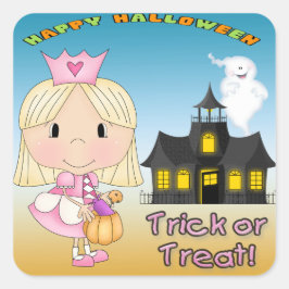 Halloween Princess Square Stickers Fyrkantigt Klistermärke