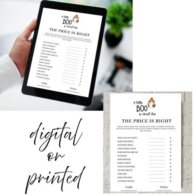 Halloween Pris är Höger Baby Shower Game Card Inbjudningar (Skapare uppladdad)