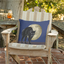 Halloween prowling Black Cat på en hel månkväll Kudde