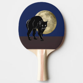 Halloween prowling Black Cat på en hel månkväll Pingisracket