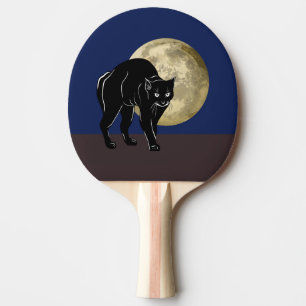 Halloween prowling Black Cat på en hel månkväll Pingisracket