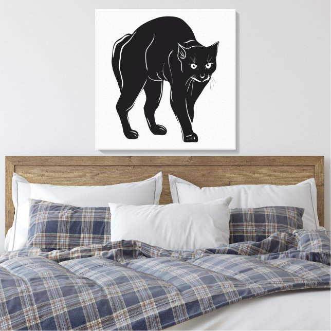Halloween Prowling Black Cat Silhouette Teckning Canvastryck (Insitu (sovrum))